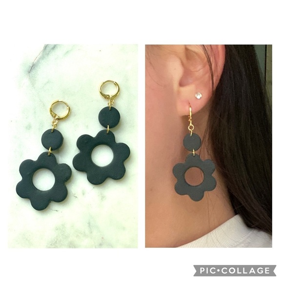 Handmade Jewelry - Polymer Clay Handmade Flower Dangle Earrings